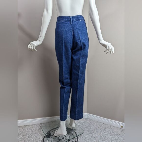 High waisted vintage denim, dark wash jeans mom jeans, 70s 80s - Picture 5 of 7